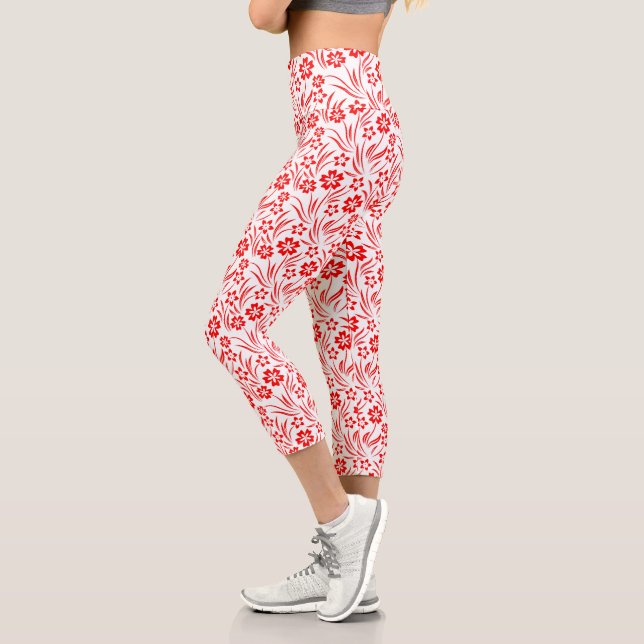 Leggings Capri Flores Rojas  (Izquierda)