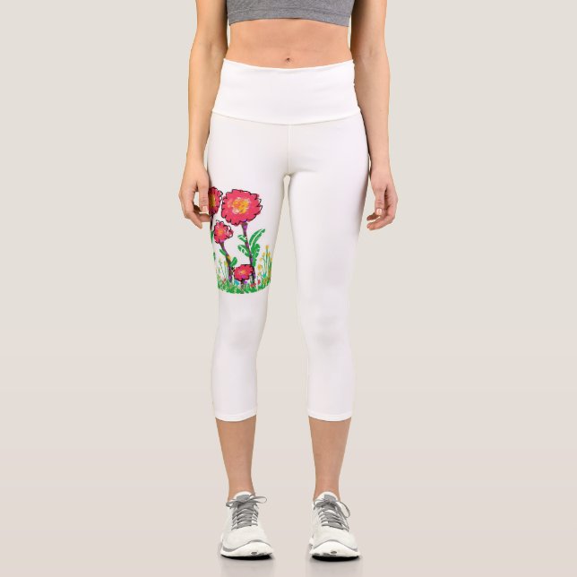 Leggings Capri Flores rojas (Anverso)