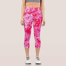 Leggings Capri Flores Rojas Bonitas