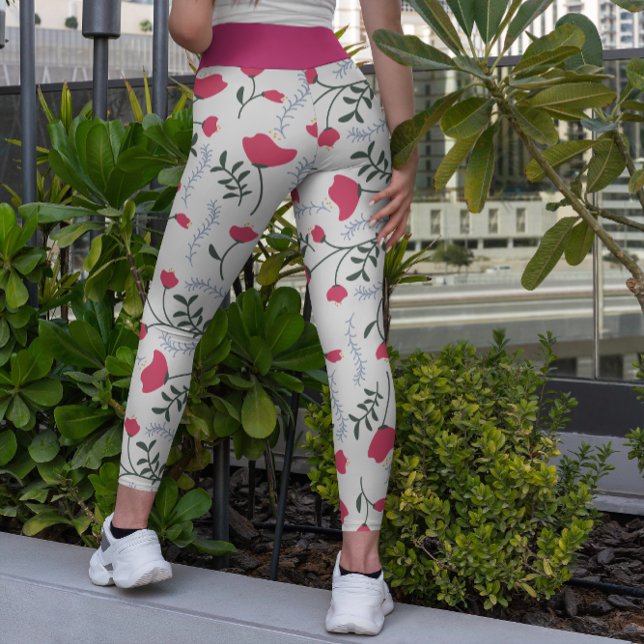 Leggings Capri Flores rojas de acuarela moderna y gigantescas con (Subido por el creador)