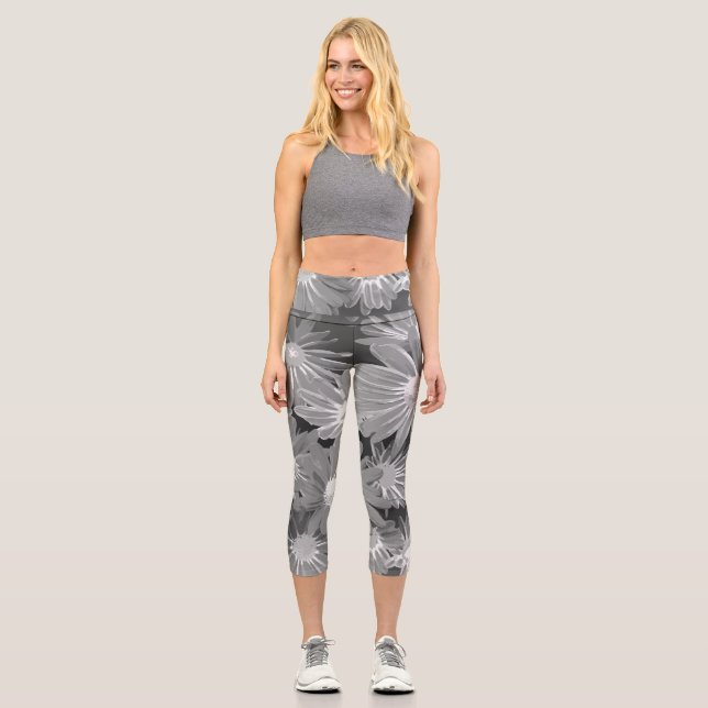Leggings Capri Flores rojas y amarillas 2 (Anverso)