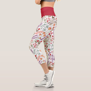 Leggings Capri Flores salvajes de amarillo morado rojo en la pier