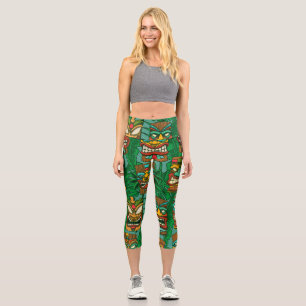 Leggings Capri Flores silvestres acuarela: coloridas sin foco