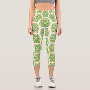Leggings Capri Flores Verdes, Patrón De Flores, Patrón Floral