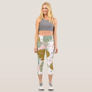 Leggings Capri Foliage Tropical - Monstera Y Patrón De Hojas De P