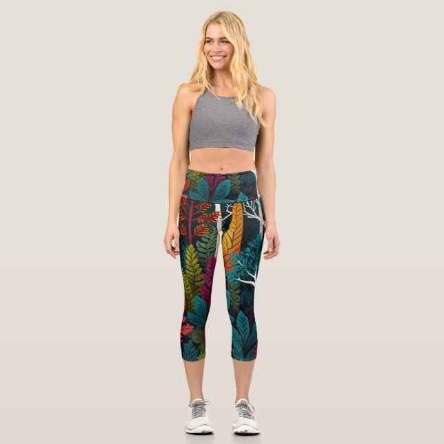 LEGGINGS CAPRI FOLLAGE FORESTAL (Anverso)