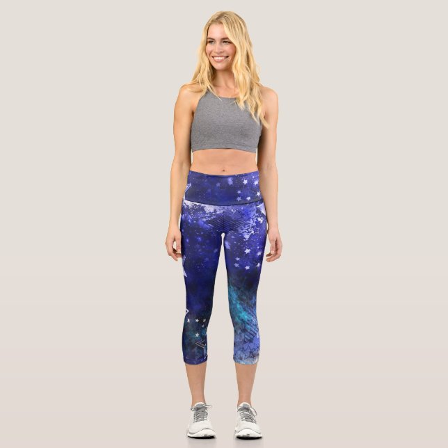 Leggings Capri Fondo espacial con estrellas (Anverso)