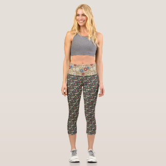 Leggings Capri fondo oscuro de los capris florales