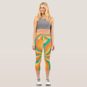 Leggings Capri Fondo Retro 70 de colores vivos