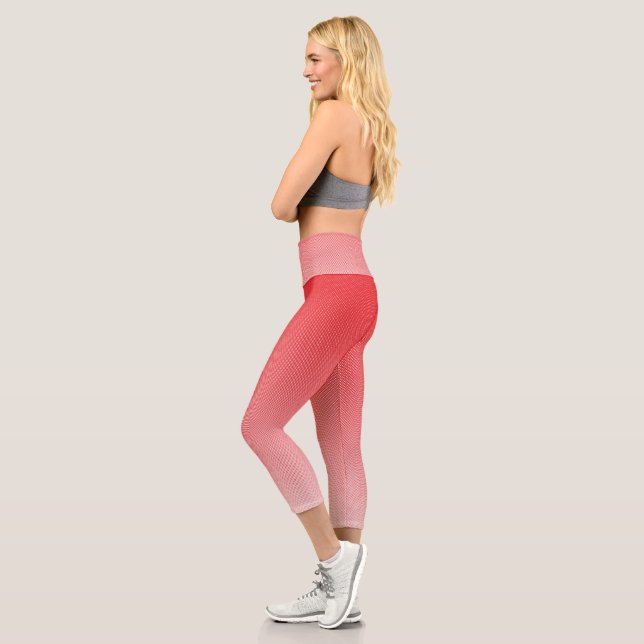 Leggings Capri fondo rojo y blanco con cuadrados pequeños (Izquierda)
