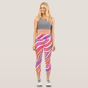 Leggings Capri Fondo simétrico de rayas diagonales 4