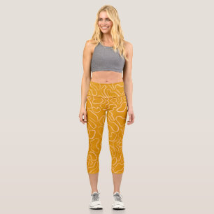 Leggings Capri Forma de curva geométrica blanca abstracta