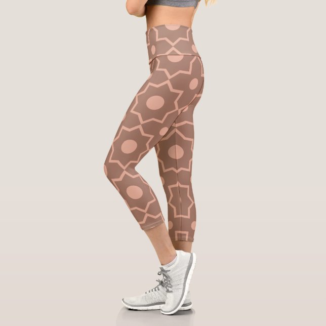 Leggings Capri Forma geométrica moderna Mocha Mousse Dusty Rosa (Izquierda)