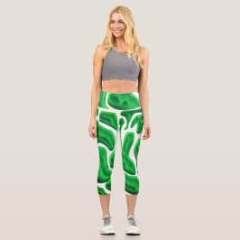 Leggings Capri Formas abstractas verdes futuristas