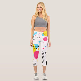 Leggings Capri Formas coloridas y lúdicas y fondo de puntos