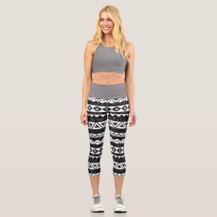 Leggings Capri Formas geométricas blancas con brillo Azteca Triba