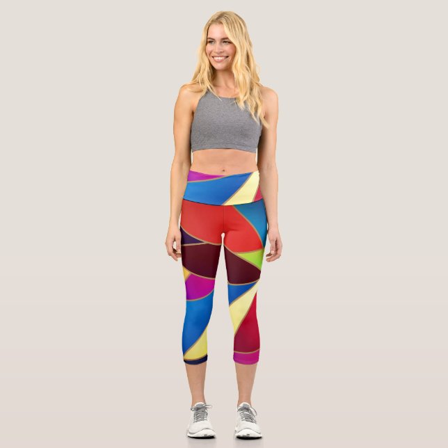 Leggings Capri Formas geométricas coloridas (Anverso)