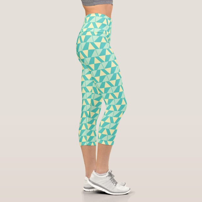 Leggings Capri Formas geométricas en turquesa y amarillo (Derecha)