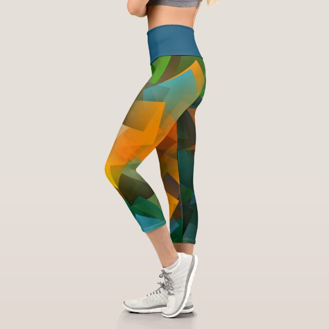 Leggings Capri Formas geométricas frente a los verdes y los tonos (Izquierda)