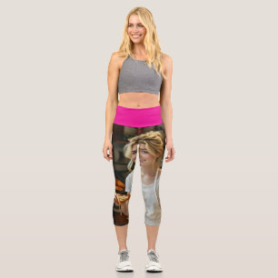 Leggings Capri Foto de comer pizza personalizar
