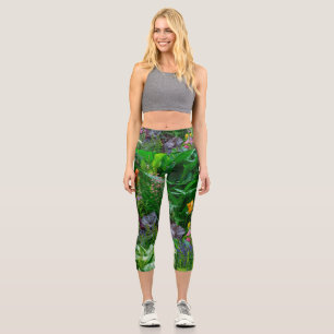Leggings Capri Foto de flores de verano de jardín de cottage ingl