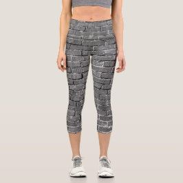 Leggings Capri Foto de Ladrillos blancos y negros