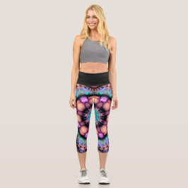Leggings Capri Fractal Mandala Floral Psicodelia