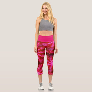 Leggings Capri Fractal Psicodélico Wild Hot Pink Starburst