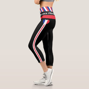Leggings Capri Francia y Bandera Francesa Moda Corazón, Gimnasio