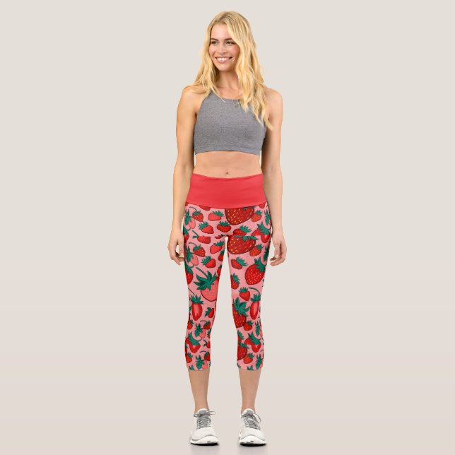 Leggings Capri fresa con rojo y verde (Anverso)