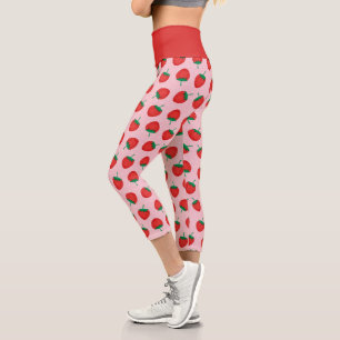 Leggings Capri Fresa de Verano Rosa y Roja Adorable