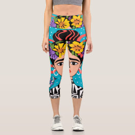 Leggings Capri Frida Kahlo - Arte Feminista Colori