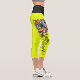 Leggings Capri Fronteras de zarcillos de Flower Power Retro 6
