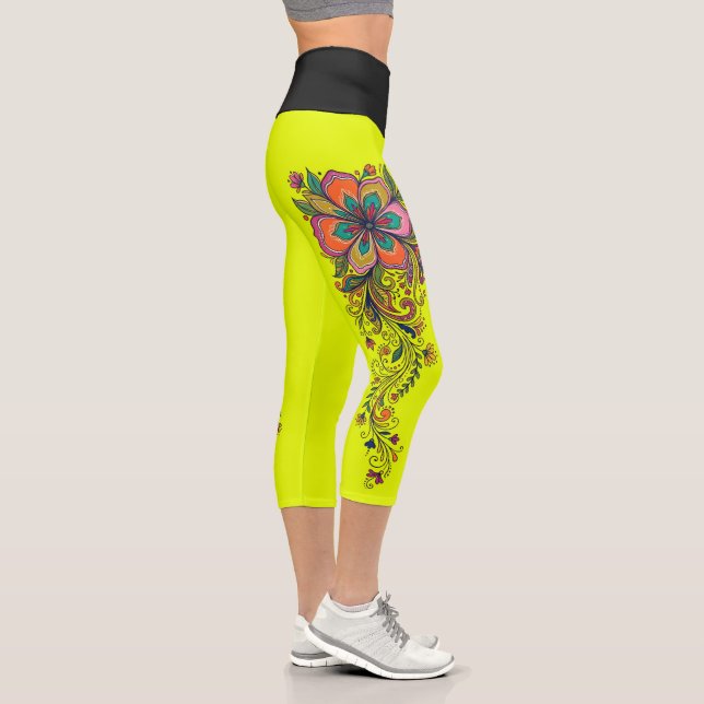 Leggings Capri Fronteras de zarcillos de Flower Power Retro 6 (Derecha)