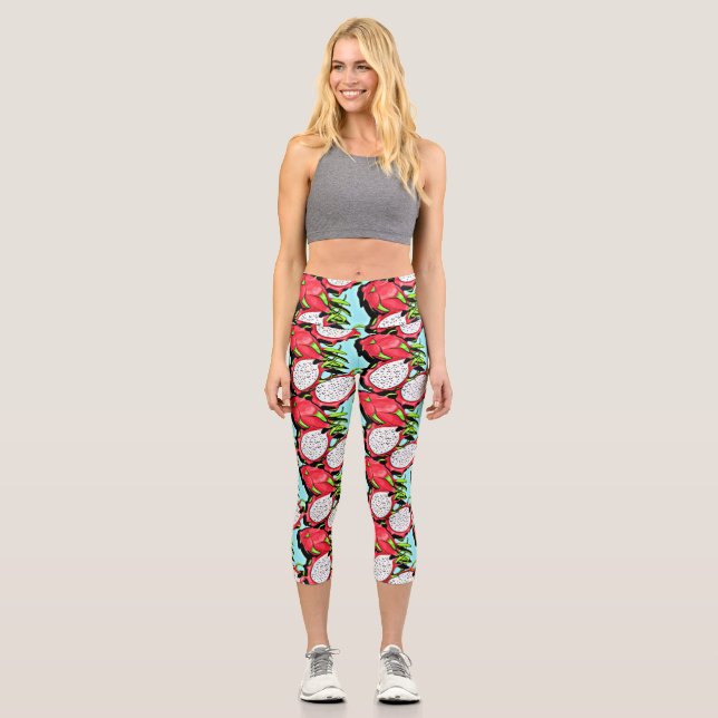 Leggings Capri fruta del dragón rojo (Anverso)