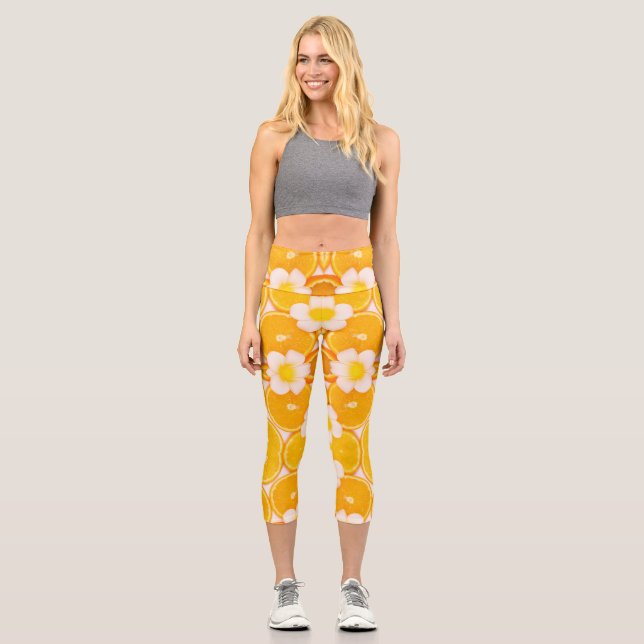 Leggings Capri Frutas y arte moderno y florido (Anverso)