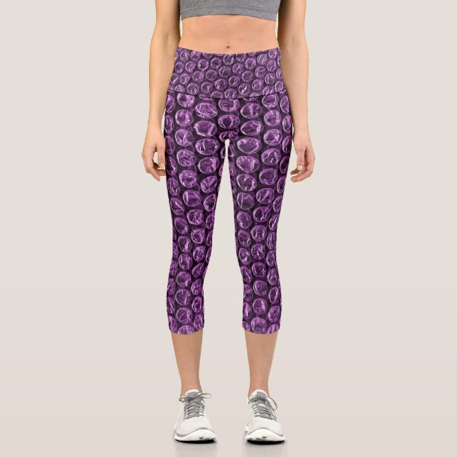 Leggings Capri FUN Bubble Wrap Púrpura (Anverso)