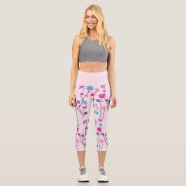 Leggings Capri Fun Floral Pickle Ball