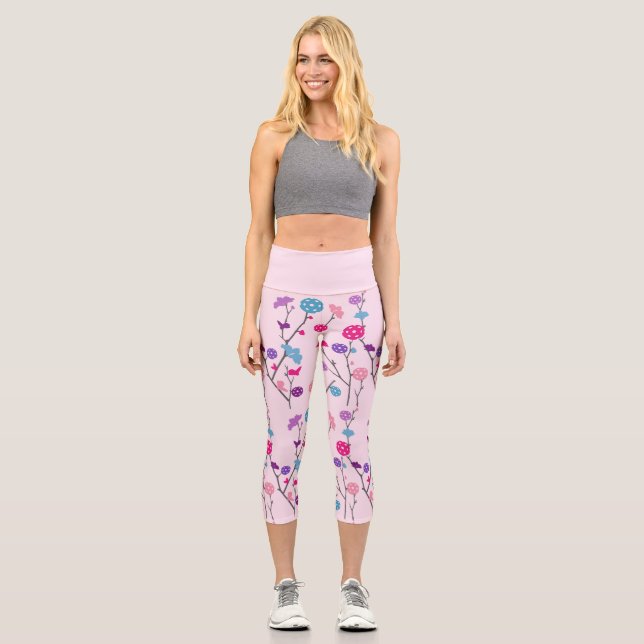 Leggings Capri Fun Floral Pickle Ball (Anverso)