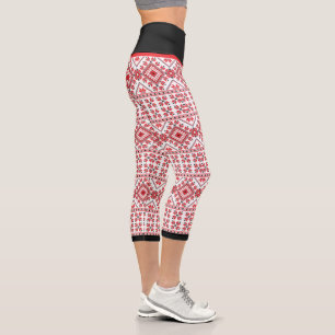 Leggings Capri Fun Red Black Feria Nórdica Feria Isle Snowflake M