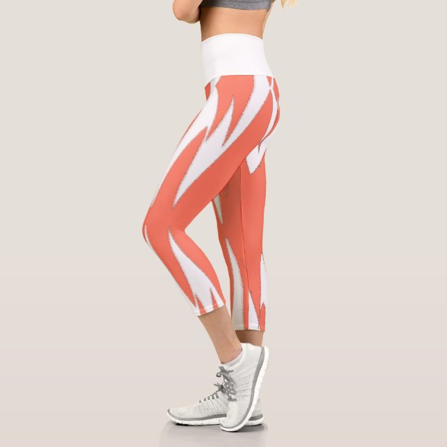 Leggings Capri Funky Abstract Art Coral White (Izquierda)