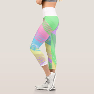 Leggings Capri Funky Amarillo Rojo Abstracto Arte Pastel Tema