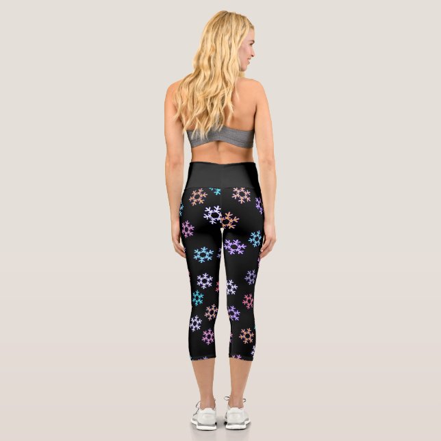 Leggings Capri Funky Colorous Snowflakes Pattern (Reverso)