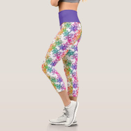 Leggings Capri Funky Guay Colorful Retro Moderno Stars Pattern