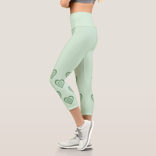 Leggings Capri Funky Heart 2000s Y2K 90s Retro Green (Izquierda)