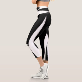 Leggings Capri Funky Resumen Arte Blanco Negro