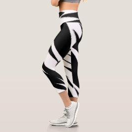 Leggings Capri Funky Resumen Arte Blanco Negro