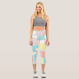 Leggings Capri Funky Resumen Arte Pastel Turquoise Amarillo