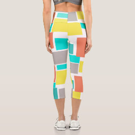 Leggings Capri Funky Resumen Arte Pastel Turquoise Amarillo