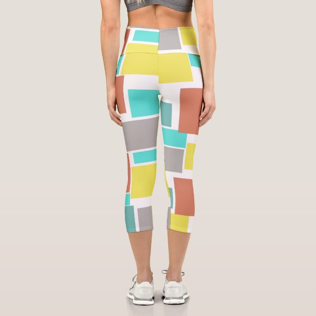 Leggings Capri Funky Resumen Arte Pastel Turquoise Amarillo (Reverso )